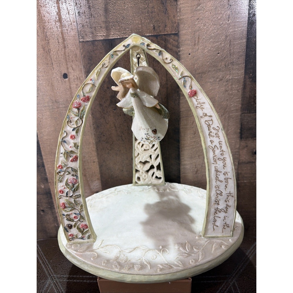 Enesco Foundations Karen Hahn 2007 Nativity Archway Angel Figurine Vtg *Read*